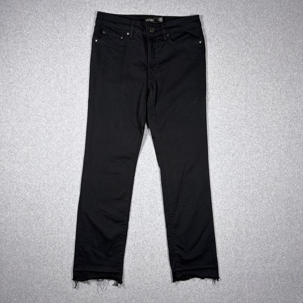 Lauren Ralph Lauren Black Mid-Rise Straight Leg Jeans Size 6 Stretch Denim